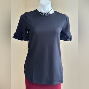 Ann Taylor Black ruffle Short sleeves Blouse SZ XS Great Condition